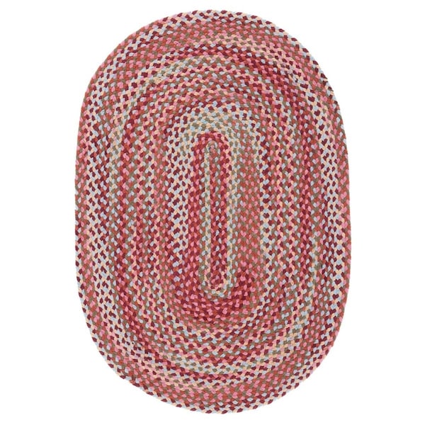 Safavieh 6 x 6 ft. Braided 257L Flat Weave Oval Area Rug Light Blue & Rust BRD257L-6OV - main